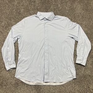 Emanuel Berg‎ Shirt Mens XXL Modern Fit Button Up Dress Geometric Blue Stretch
